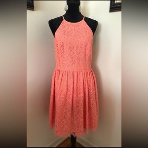 Trina Turk Coral Lace Party Dress Sz 12